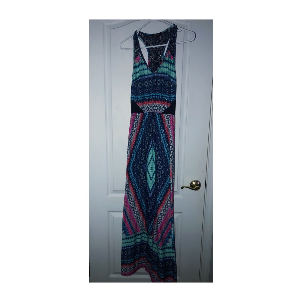Printed Maxi Dress w/ Lace